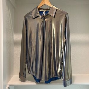 BNWT Anthropologie Shiny Button Down Shirt